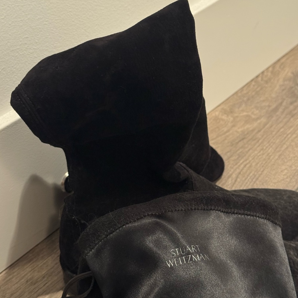Stuart Weitzman Black Velvet Ankle Boots